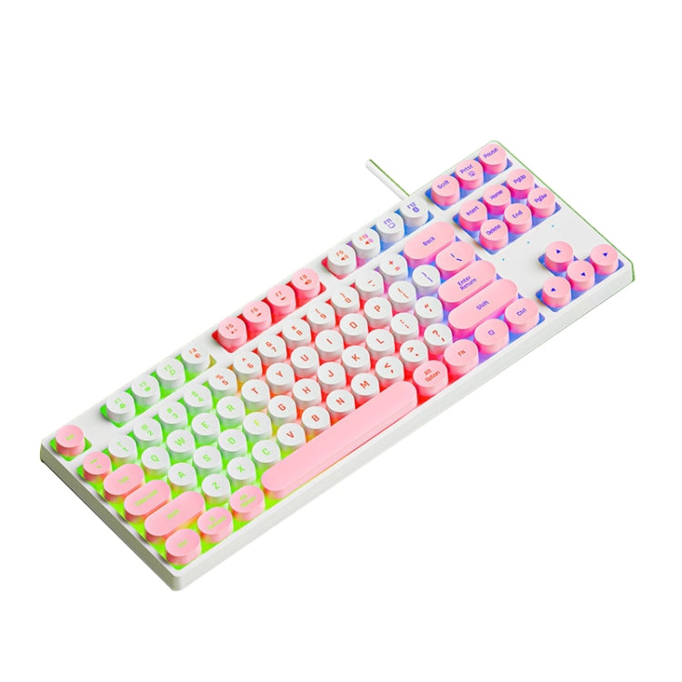 Lisslune | Dark Alien DK100 87 Keys Hot Plug-In Illuminated Gaming Wired Mechanical Keyboard, Cable Length: 1.3 m (Pink White)