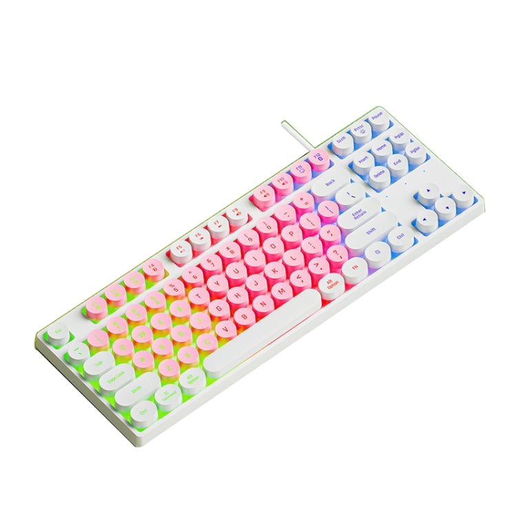 Lisslune | Dark Alien DK100 87 Keys Hot Plug-In Illuminated Gaming Wired Mechanical Keyboard, Cable Length: 1.3m (White Pink)
