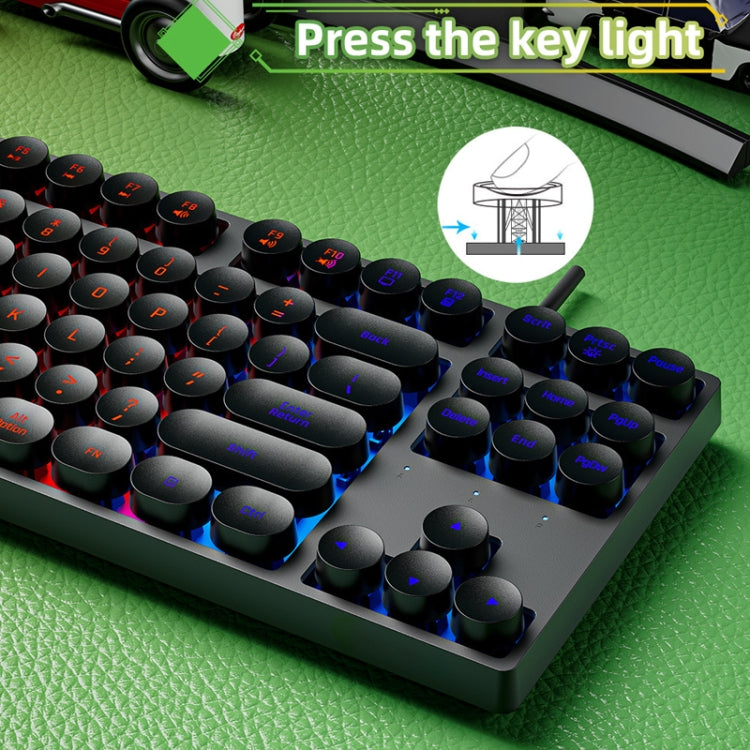 Lisslune | Dark Alien DK100 87 Keys Hot Plug-In Illuminated Gaming Wired Mechanical Keyboard, Cable Length: 1.3m (White Pink)