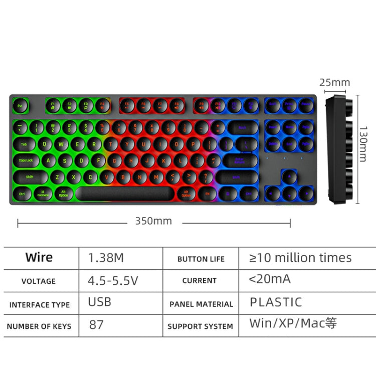 Lisslune | Dark Alien DK100 87 Keys Hot Plug-In Illuminated Gaming Wired Mechanical Keyboard, Cable Length: 1.3 m (Pink White)