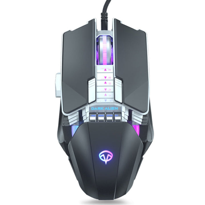 Lisslune | Dark Alien V710 7 Keys Metal Office Adapter Wired RGB Mouse, Cable Length: 1.78 m (Black)