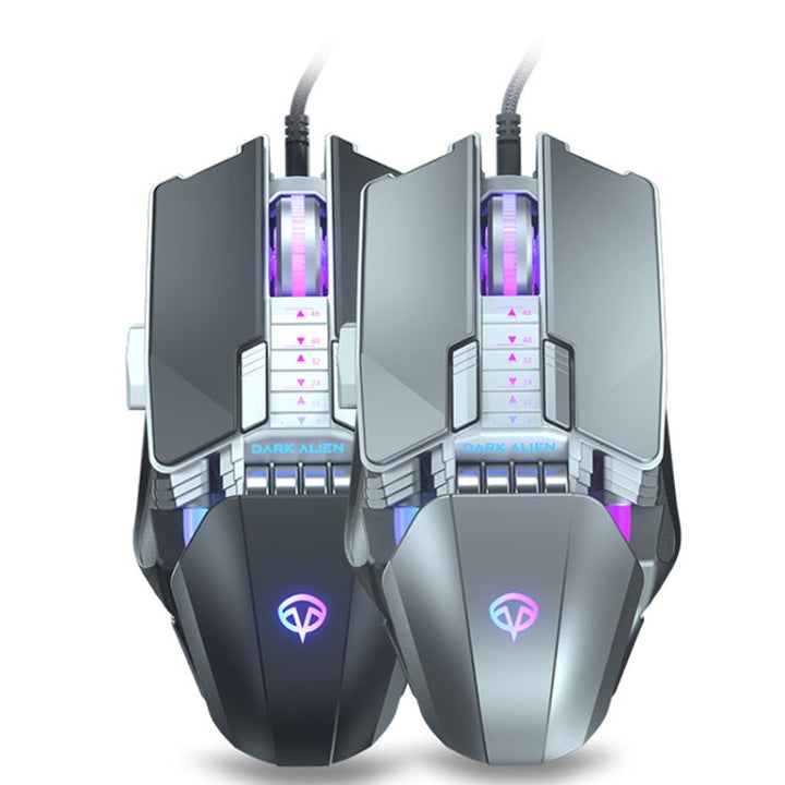 Lisslune | Dark Alien V710 7 Keys Metal Office Adapter Wired RGB Mouse, Cable Length: 1.78 m (Black)