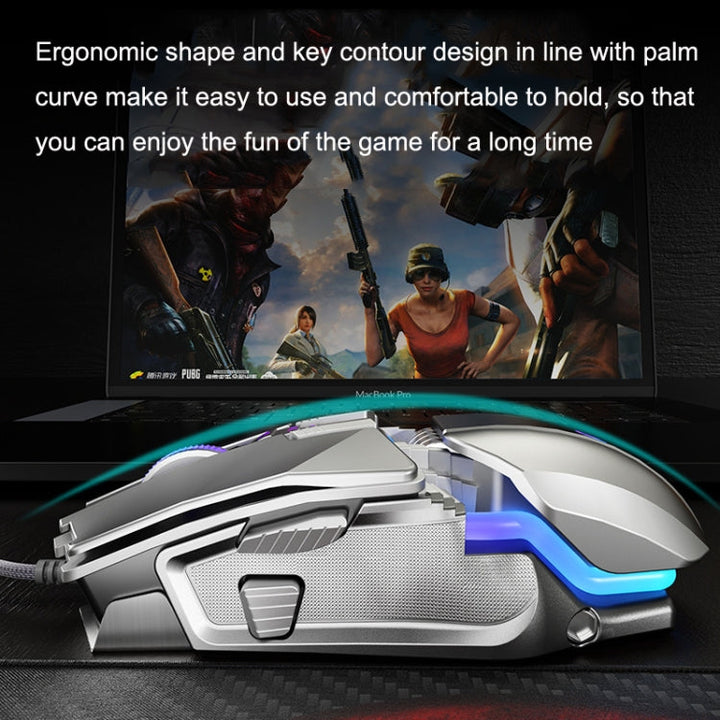 Lisslune | Dark Alien V710 7 Keys Metal Office Adapter Wired RGB Mouse, Cable Length: 1.78 m (Black)