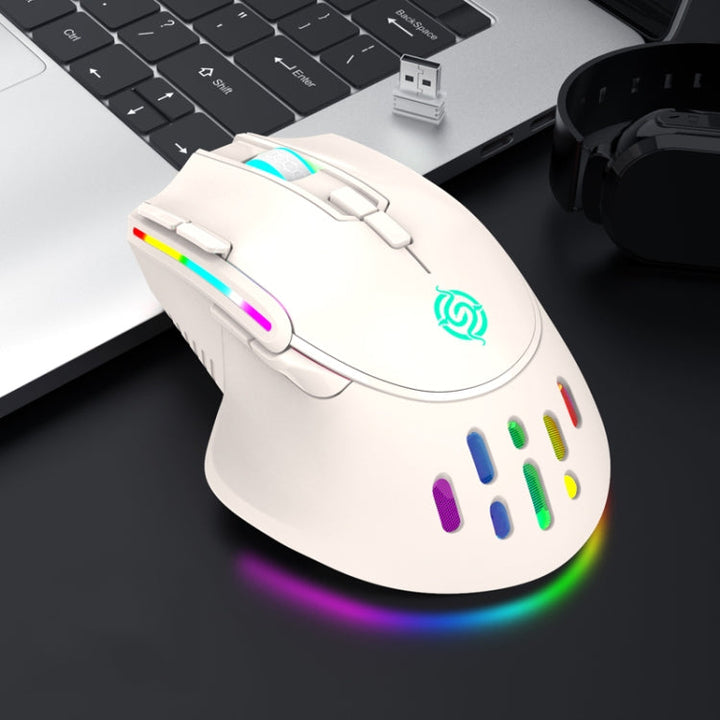 Lisslune | K-Snake BM520 9-Button 3200DPI 2.4G RGB Wireless Dual-Mode Gaming Mouse (White)
