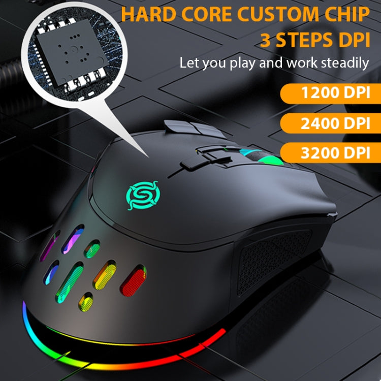 Lisslune | K-Snake BM520 9-Button 3200DPI 2.4G RGB Wireless Dual-Mode Gaming Mouse (White)