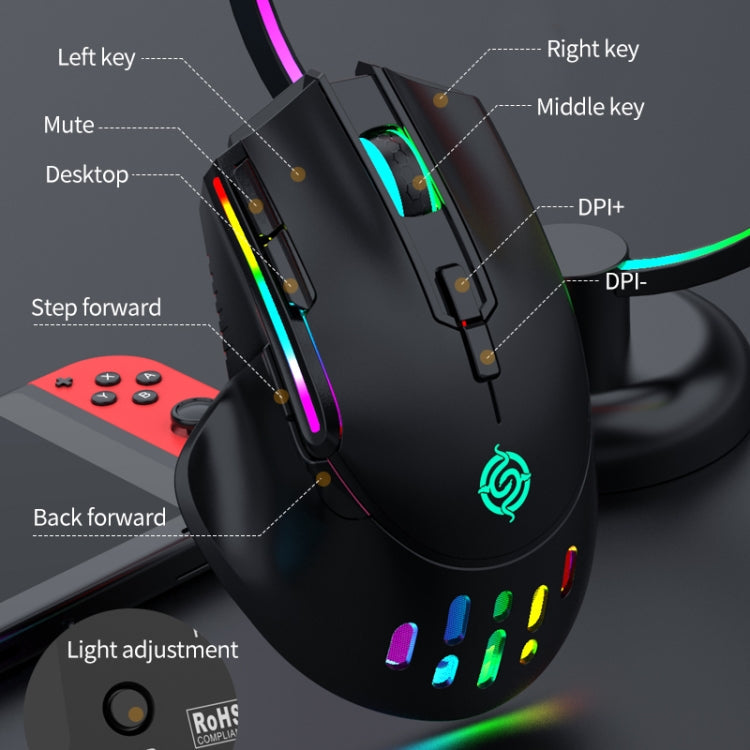 Lisslune | K-Snake BM520 9-Button 3200DPI 2.4G RGB Wireless Dual-Mode Gaming Mouse (White)
