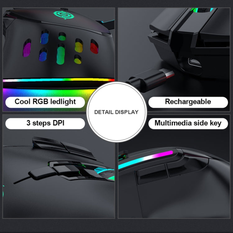 Lisslune | K-Snake BM520 9-Button 3200DPI 2.4G RGB Wireless Dual-Mode Gaming Mouse (White)