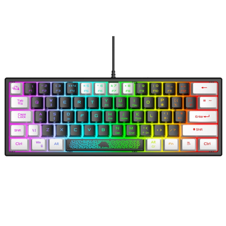 Lisslune | ZIYOULANG K61 62 Keys Gaming RGB Lighting Notebook Cable Keyboard, Cable Length: 1.5 m (Black White)