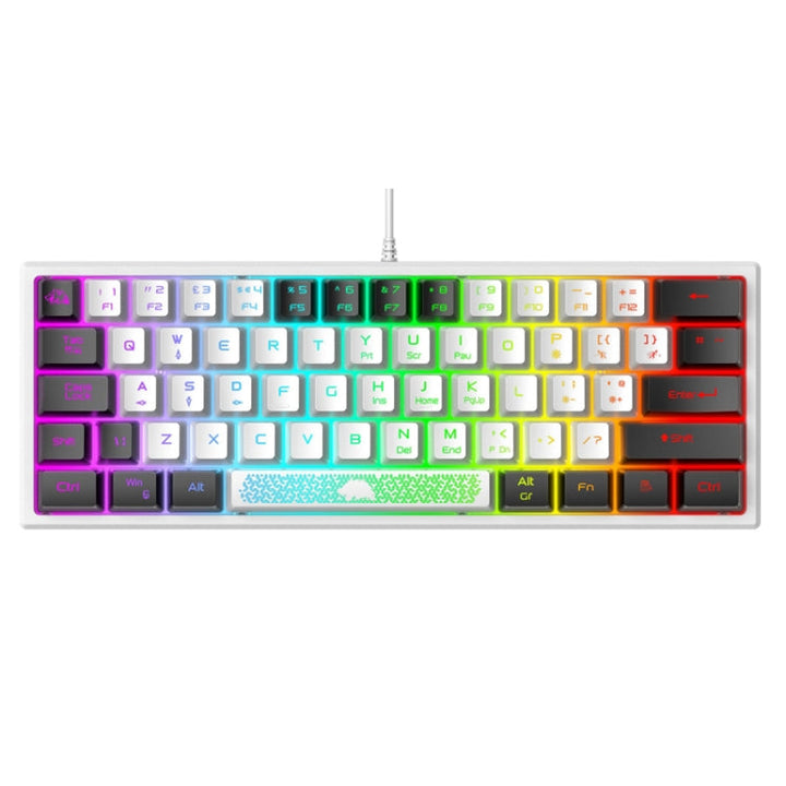 Lisslune | ZIYOULANG K61 62 Keys Game RGB Lighting Notebook Wired Keyboard, Cable Length: 1.5 m (White Black)