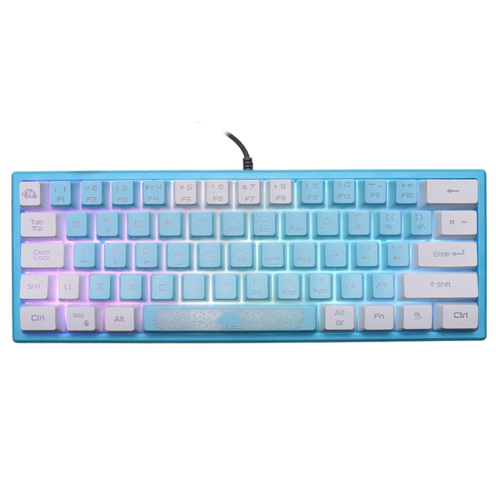 Lisslune | ZIYOULANG K61 62 Keys Gaming RGB Lighting Notebook Wired Keyboard, Cable Length: 1.5m(Blue White)