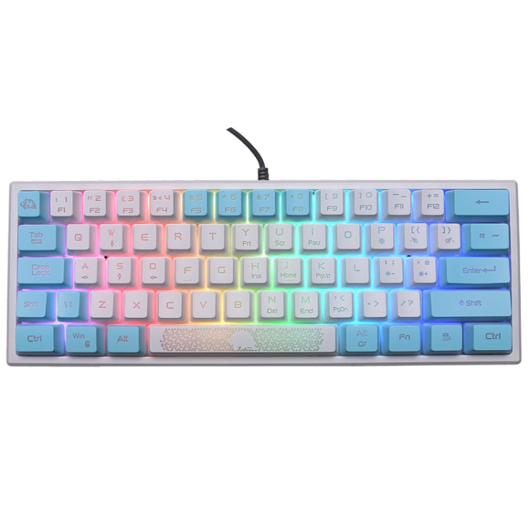 Lisslune | ZIYOULANG K61 62 Keys Gaming RGB Lighting Wired Keyboard, Cable Length: 1.5m (White Blue)