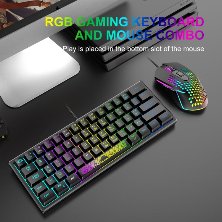 Lisslune | ZIYOULANG K61 62 Keys Gaming RGB Lighting Notebook Wired Keyboard, Cable Length: 1.5m (Black)