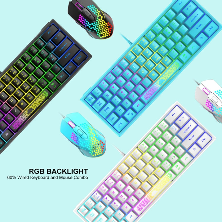 Lisslune | ZIYOULANG K61 62 Keys Gaming RGB Lighting Notebook Wired Keyboard, Cable Length: 1.5m (Black)