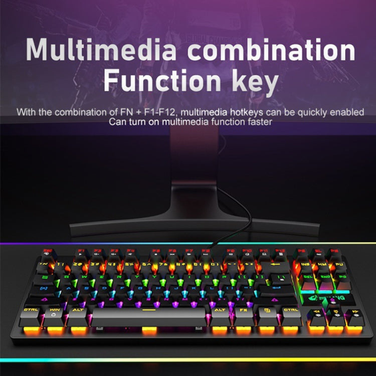 Lisslune | ZIYOULANG K2 87 Keys Office Laptop Punk Glowing Mechanical Wired Keyboard, Cable Length: 1.5m, Color: Black