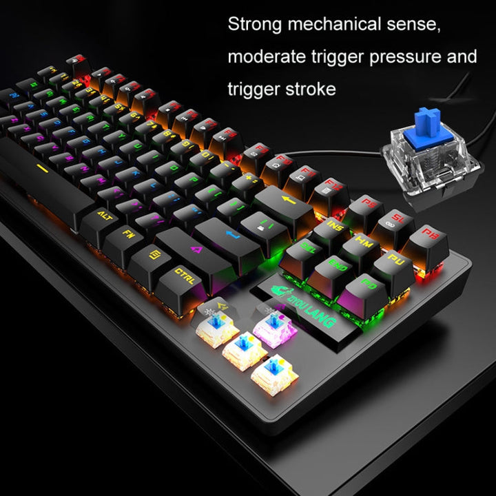 Lisslune | ZIYOULANG K2 87 Keys Office Laptop Punk Illuminating Mechanical Wired Keyboard, Cable Length: 1.5m, Color: White