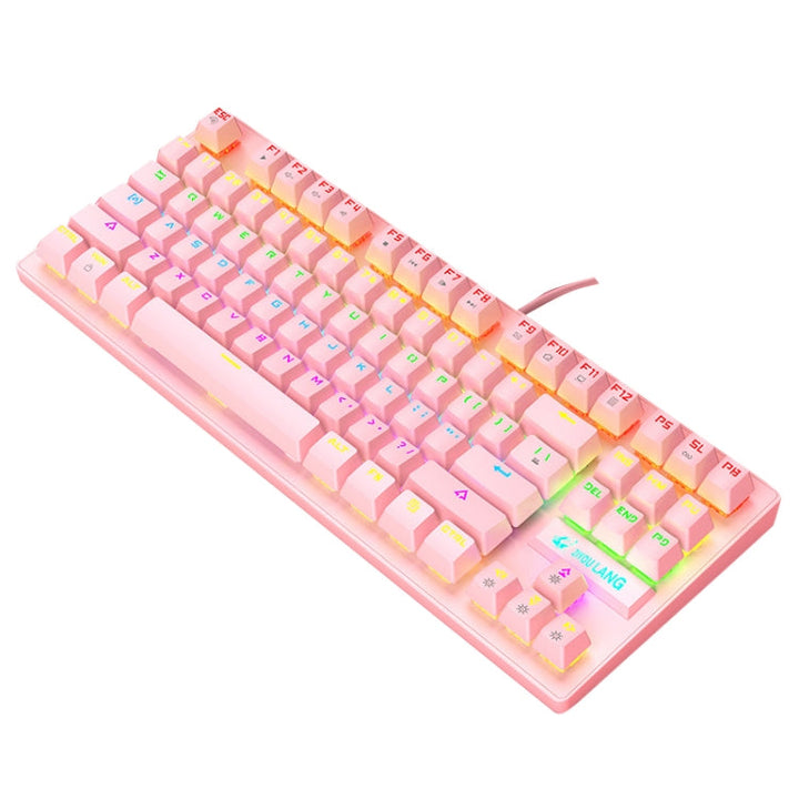 Lisslune | ZIYOULANG K2 87 Keys Office Laptop Punk Glowing Mechanical Wired Keyboard, Cable Length: 1.5 m, Color: Pink