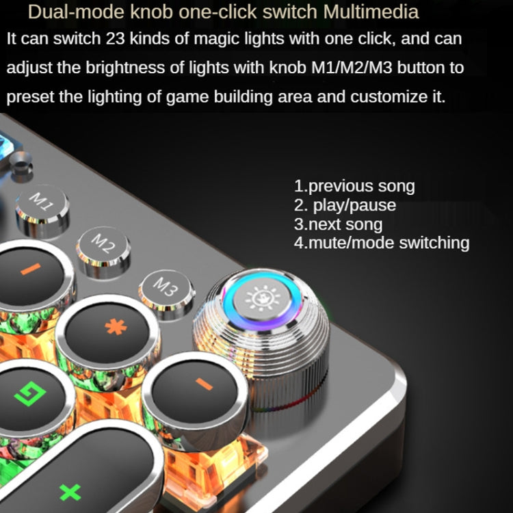 Lisslune | K820 104 Keys Retro Punk Coating Button Illuminated Wired Green Shaft Keyboard, Cable Length: 1.6m, Style: Running Lights (White)
