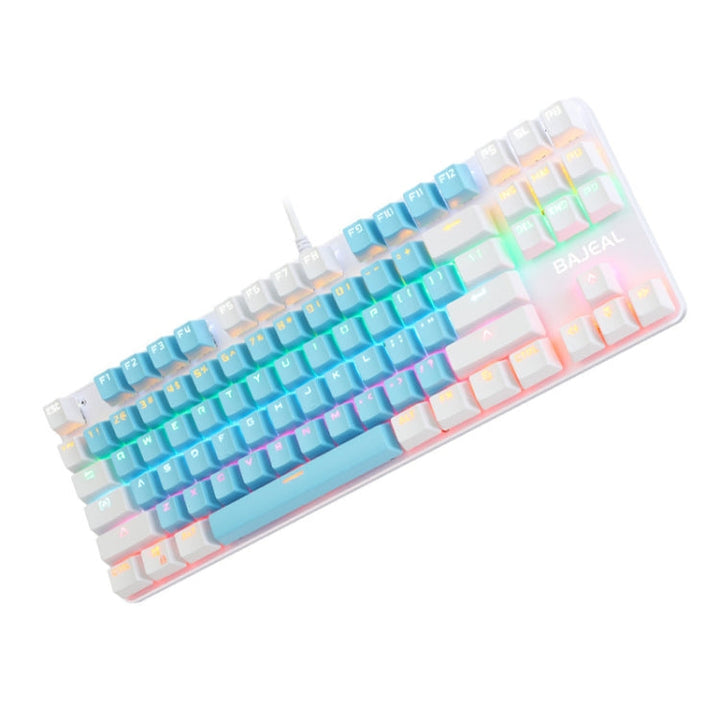 Lisslune | BAJEAL K100 87 Keys Green Shaft Wired Mechanical Keyboard, Cable length: 1.6m (Blue White)