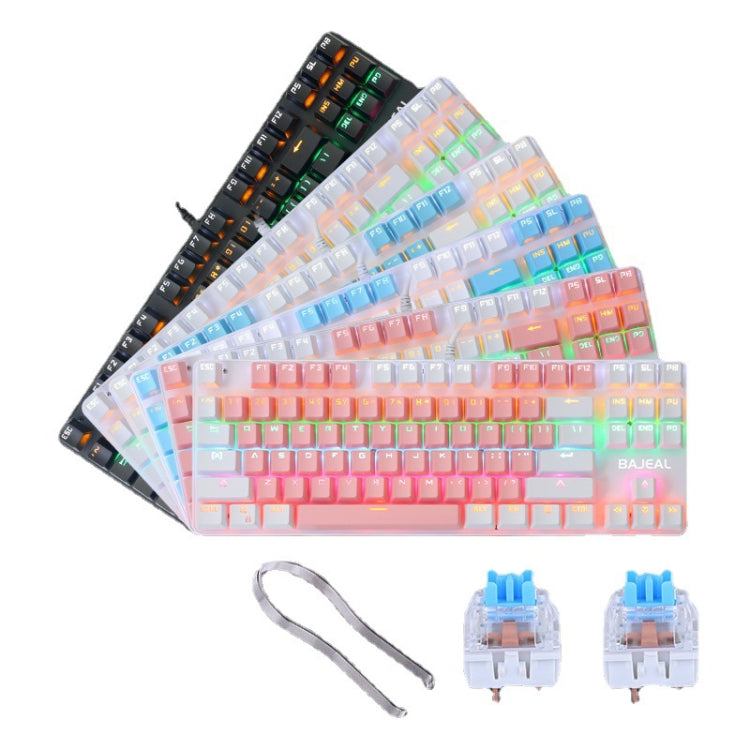 Lisslune | BAJEAL K100 87 Keys Green Shaft Wired Mechanical Keyboard, Cable Length: 1.6m(Black)