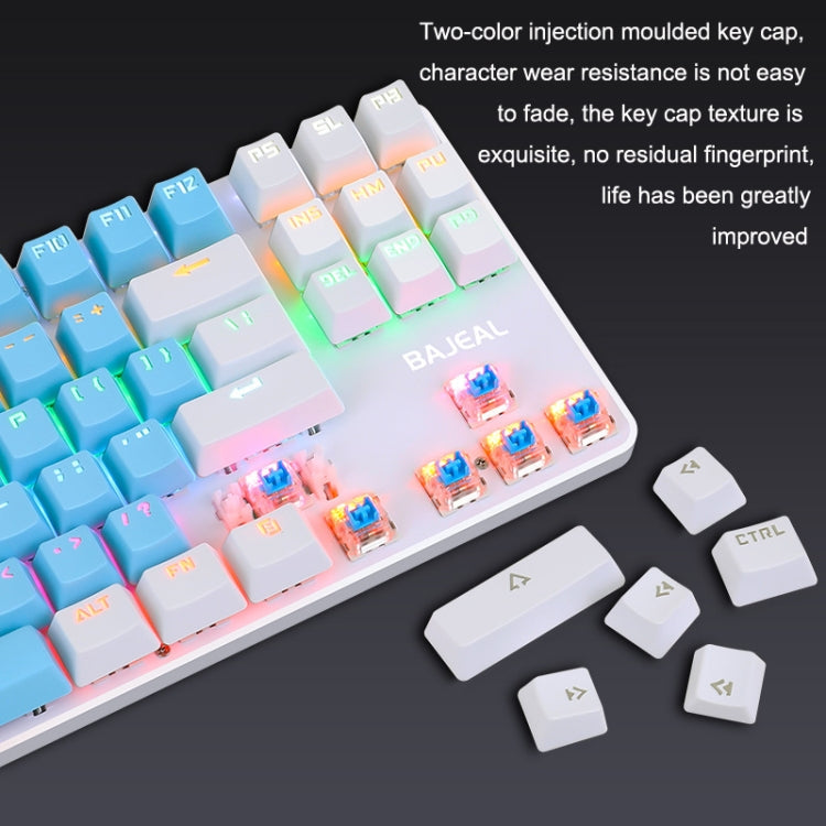 Lisslune | BAJEAL K100 87 Keys Green Shaft Wired Mechanical Keyboard, Cable Length: 1.6m(Black)