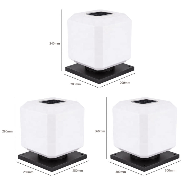 Lisslune | 003 Solar Square Outdoor Post Light LED Waterproof Wall Lights, Size: 30cm (Warm Light)