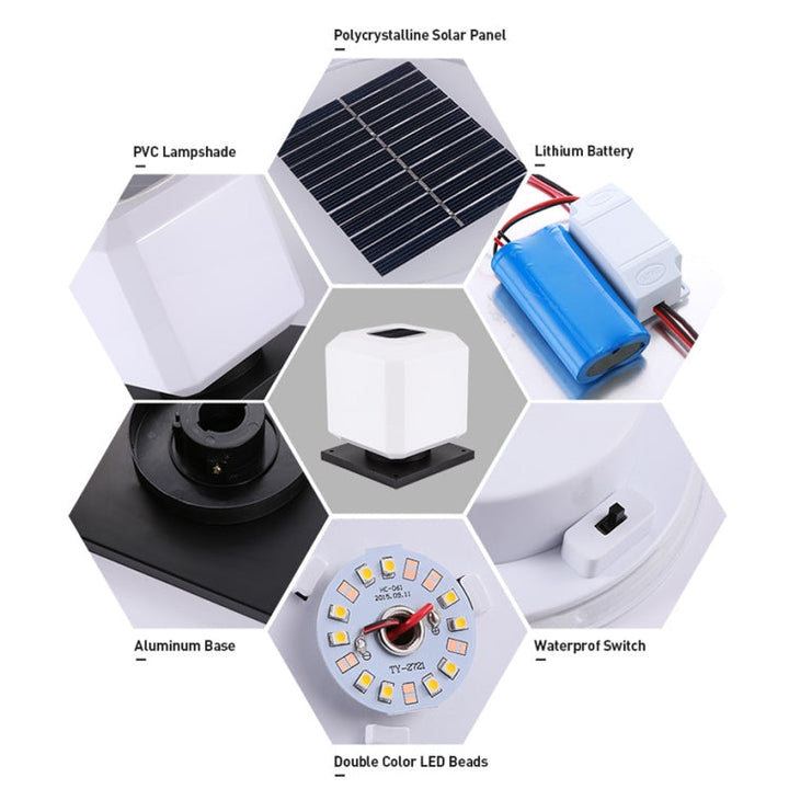 Lisslune | 003 Solar Square Outdoor Post Light LED Waterproof Wall Lights, Size: 30cm (Warm Light)