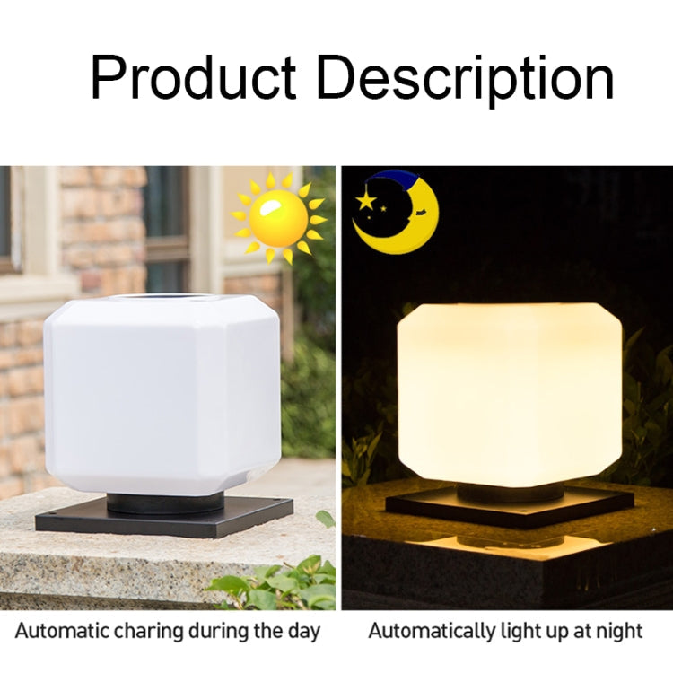 Lisslune | 003 Solar Square Outdoor Post Light LED Waterproof Wall Lights, Size: 30cm (Warm Light)