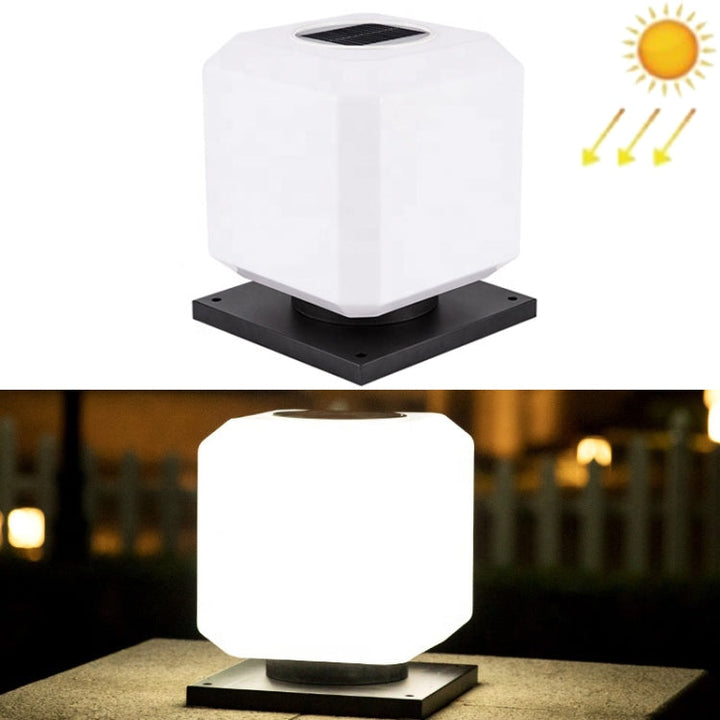 Lisslune | 003 Solar Square Outdoor Post Light LED Waterproof Wall Lights, Size: 20cm (White Light)