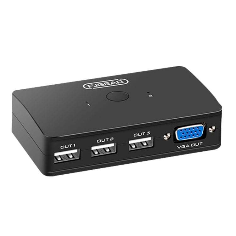 Lisslune | FJGEAR FJ-210UK 2 Ports HD VGA To KVM Switch With Desktop Controller (Black)