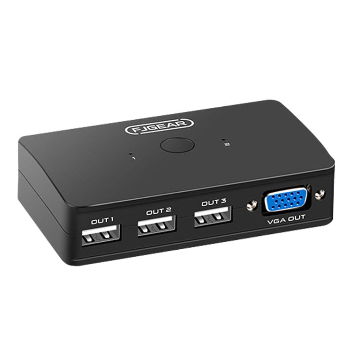 Lisslune | FJGEAR FJ-210UK 2 Ports HD VGA To KVM Switch With Desktop Controller (Black)