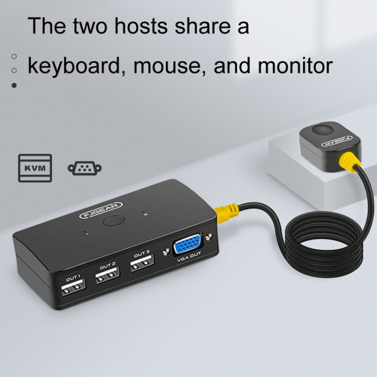 Lisslune | FJGEAR FJ-210UK 2 Ports HD VGA To KVM Switch With Desktop Controller (Black)