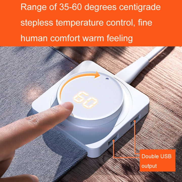 Lisslune | Joyroom JR-CY335 220V Smart Office Desktop Heating Thermostat Mouse Pad, US Plug, Size: 80x32cm (Light Gray)