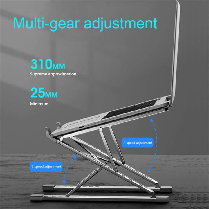 Lisslune | N8 Double Layer Foldable Lift Aluminum Alloy Laptop Heat Dissipation Stand, Color: Gray