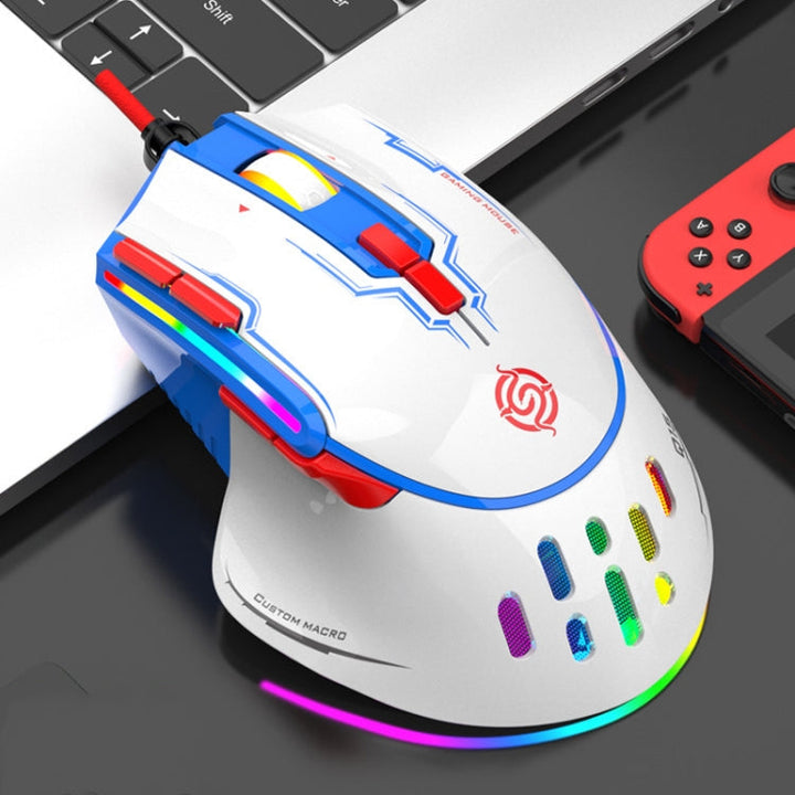 Lisslune | K-Snake Q15 9 Keys RGB Light Effect Wired Mechanical Mouse, Cable Length: 1.5 m (White)