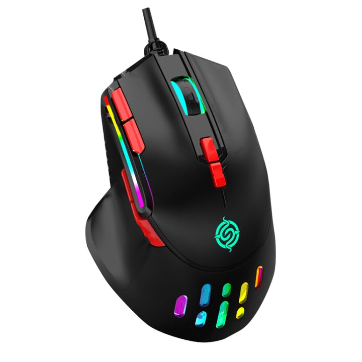 Lisslune | K-Snake Q15 9 Keys RGB Light Effect Wired Mechanical Mouse, Cable Length: 1.5 m (Black)