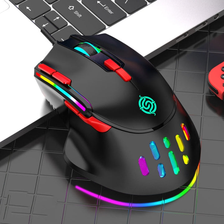 Lisslune | K-Snake Q15 9 Keys RGB Light Effect Wired Mechanical Mouse, Cable Length: 1.5 m (Black)