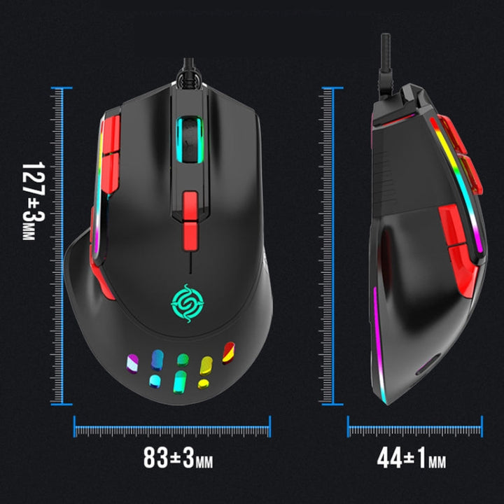Lisslune | K-Snake Q15 9 Keys RGB Light Effect Wired Mechanical Mouse, Cable Length: 1.5 m (Black)