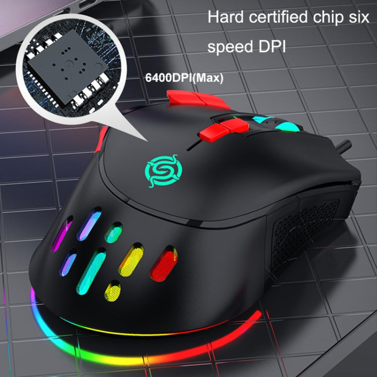 Lisslune | K-Snake Q15 9 Keys RGB Light Effect Wired Mechanical Mouse, Cable Length: 1.5 m (White)