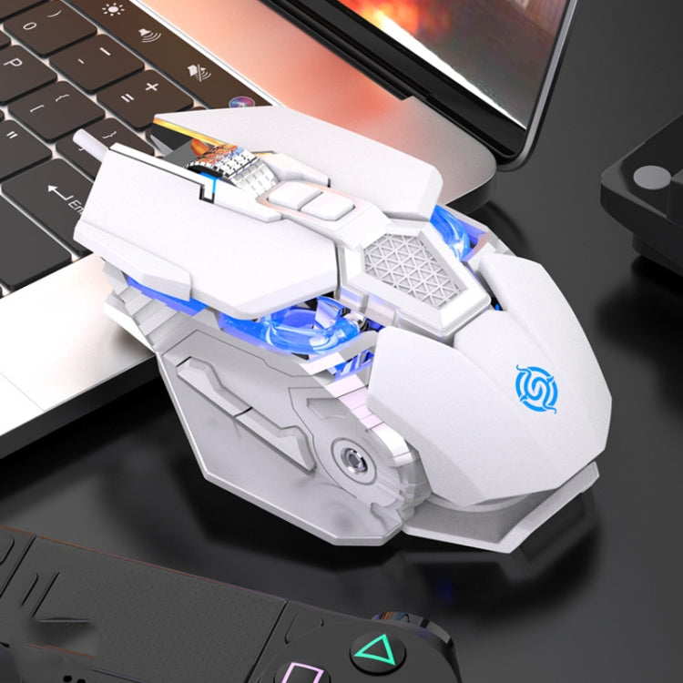 Lisslune | K-Snake Q18 9 Buttons 6400DPI Illuminated Machine Wired Gaming Mouse, Cable Length: 1.5m (White)