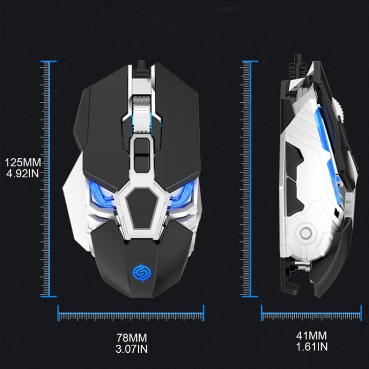 Lisslune | K-Snake Q18 9 Buttons 6400DPI Illuminated Machine Wired Gaming Mouse, Cable Length: 1.5m (White)