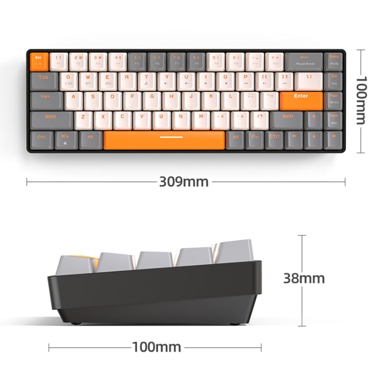 Lisslune | ZIYOU LANG K68 68-Key Bluetooth Wireless Dual-Mode Mechanical Keyboard, Style: Red Wave Version (Shimmering)