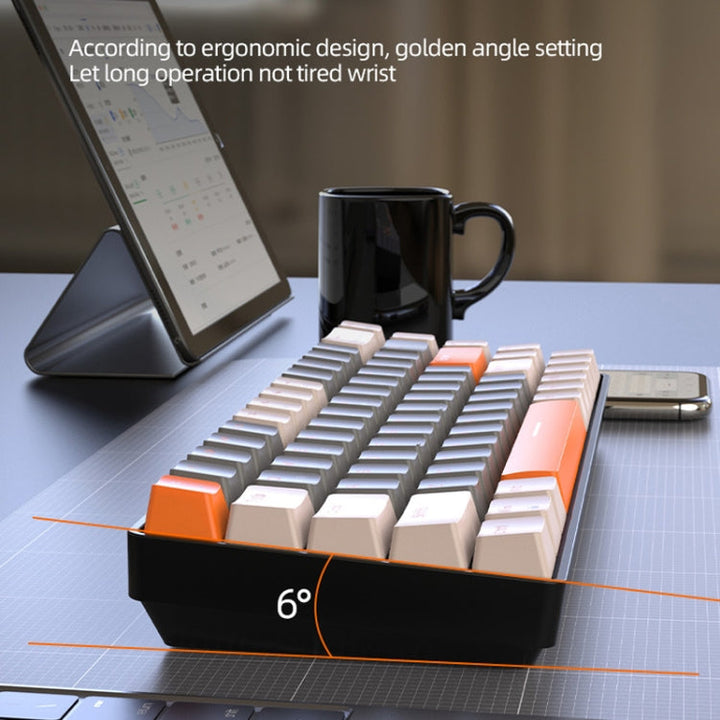 Lisslune | ZIYOU LANG K68 68-Key Bluetooth Wireless Dual-Mode Mechanical Keyboard, Style: Red Wave Version (Shimmering)