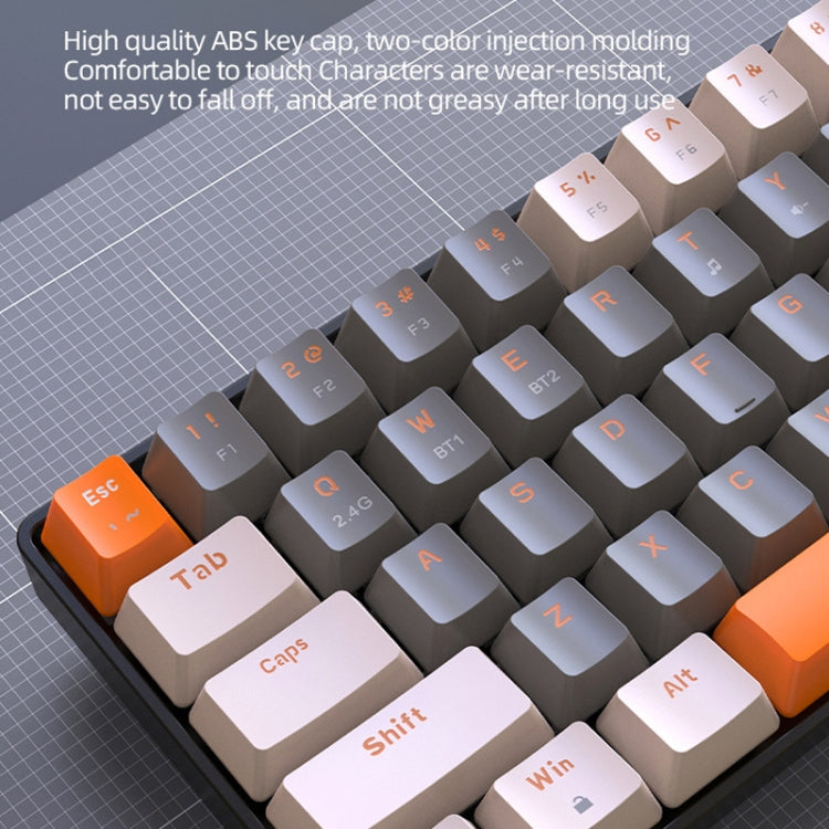 Lisslune | ZIYOU LANG K68 68-Key Bluetooth Wireless Dual-Mode Mechanical Keyboard, Style: Red Wave Version (Shimmering)