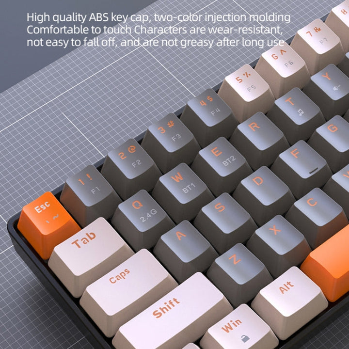 Lisslune | ZIYOU LANG K68 68-Key Bluetooth Wireless Dual-Mode Mechanical Keyboard, Style: Red Wave Version (Shimmering)