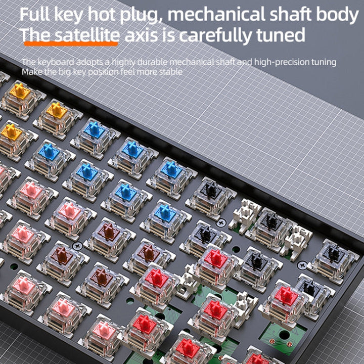 Lisslune | ZIYOU LANG K68 68 Keys Bluetooth Wireless Dual Model Mechanical Keyboard, Style: Green Switch Version (Gray)