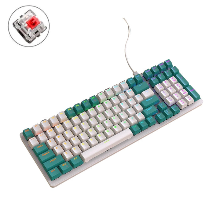 Lisslune | ZIYOU LANG K3 100 Keys Gaming Glowing Wired Mechanical Keyboard, Cable Length: 1.5 m, Style: Water Green Version Red Switch