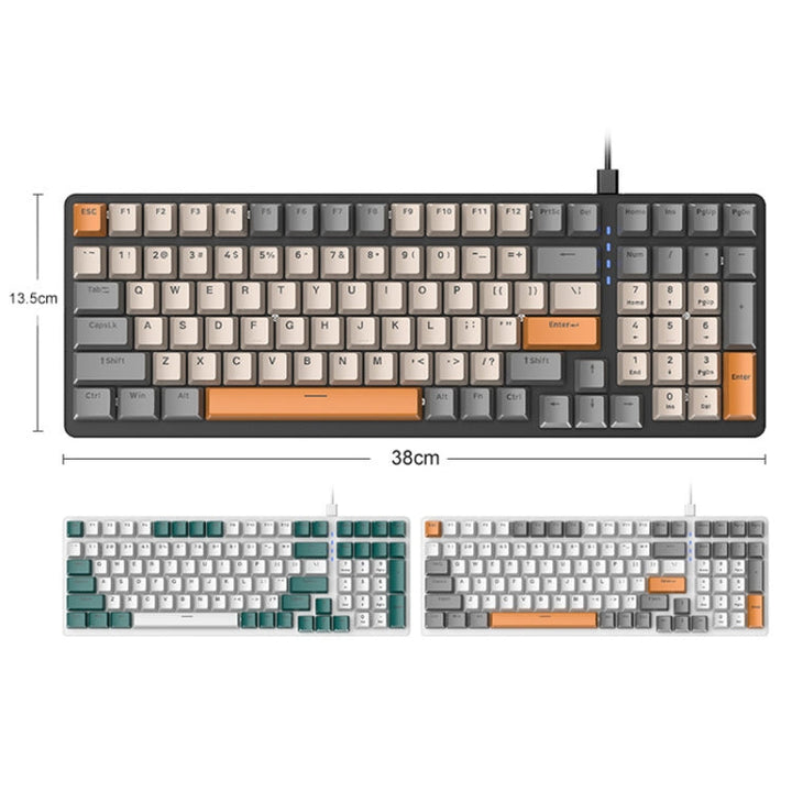 Lisslune | ZIYOU LANG K3 100 Keys Gaming Glowing Wired Mechanical Keyboard, Cable Length: 1.5 m, Style: Water Green Version Red Switch