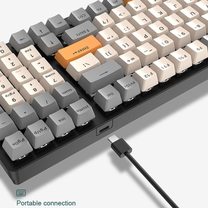 Lisslune | ZIYOU LANG K3 100 Keys Gaming Glowing Wired Mechanical Keyboard, Cable Length: 1.5 m, Style: Water Green Version Red Switch