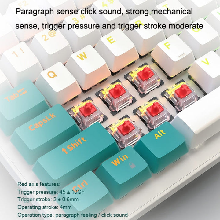 Lisslune | ZIYOU LANG K3 100 Keys Gaming Glowing Wired Mechanical Keyboard, Cable Length: 1.5 m, Style: Water Green Version Red Switch