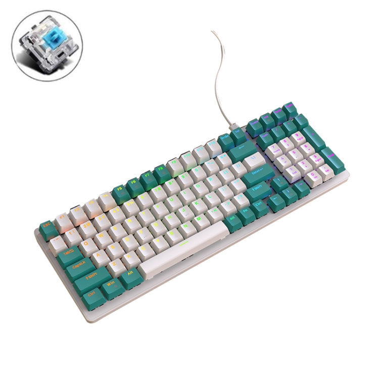 Lisslune | ZIYOU LANG K3 100 Keys Gaming Illuminated Wired Mechanical Keyboard, Cable Length: 1.5 m, Style: Water Green Hot Plug Version Green Switch
